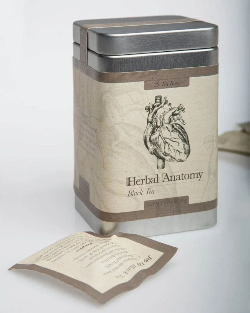 Herbal Anatomy tea tin, alternate view